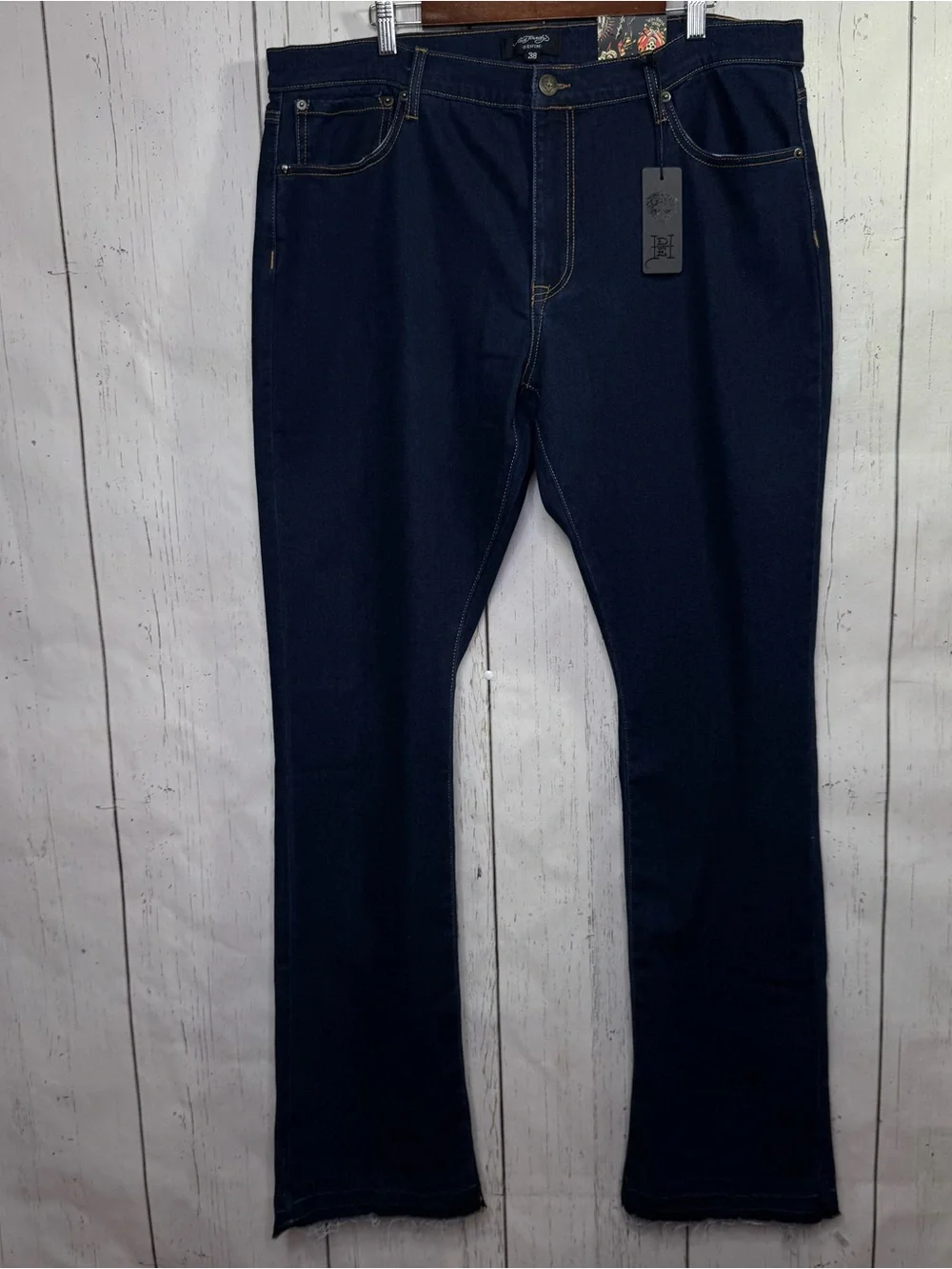 Ed Hardy Denim Jeans 38 Snake Rose Embroidered Straight Y2K Tattoo Grunge NWT
